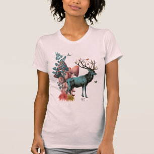 Turquoise Deer in Mushroom Forest T-Shirt