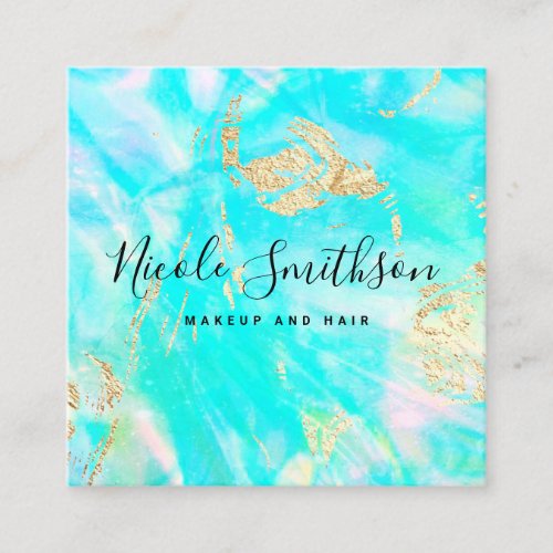 turquoise design square business card