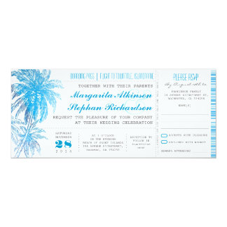 turquoise destination wedding tickets card