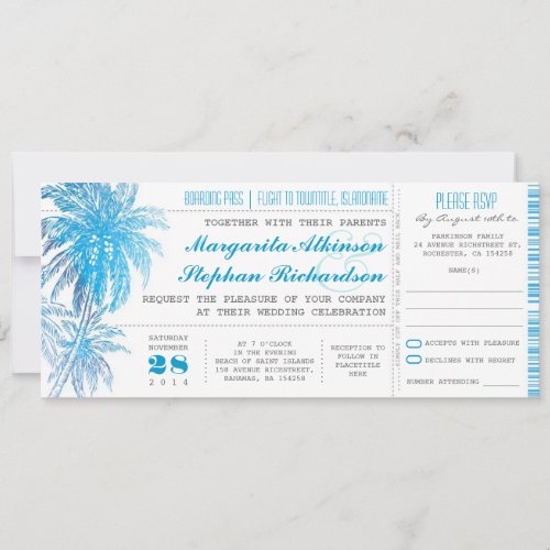 turquoise destination wedding tickets announcement