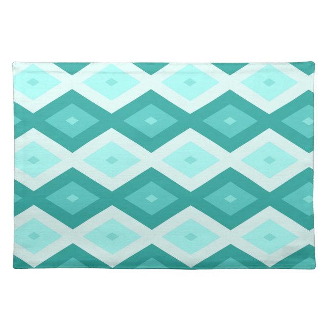 Turquoise diamond pattern cloth placemat (Front)