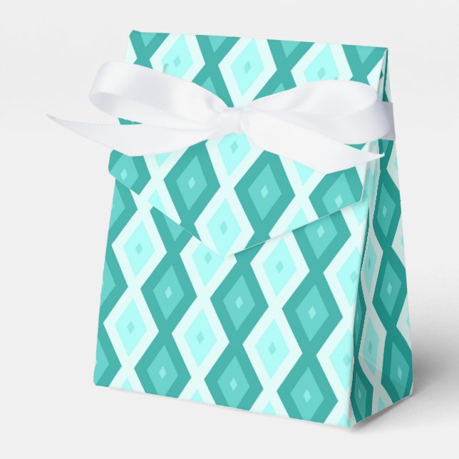 Turquoise diamond pattern favor boxes (Front Side)