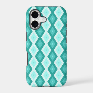 Turquoise diamond pattern iPhone 17 case
