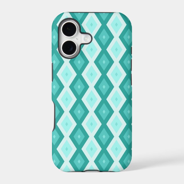Turquoise diamond pattern iphone case (Back)