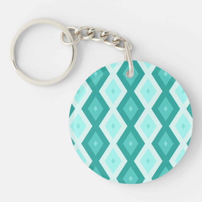 Turquoise diamond pattern keychain (Front)