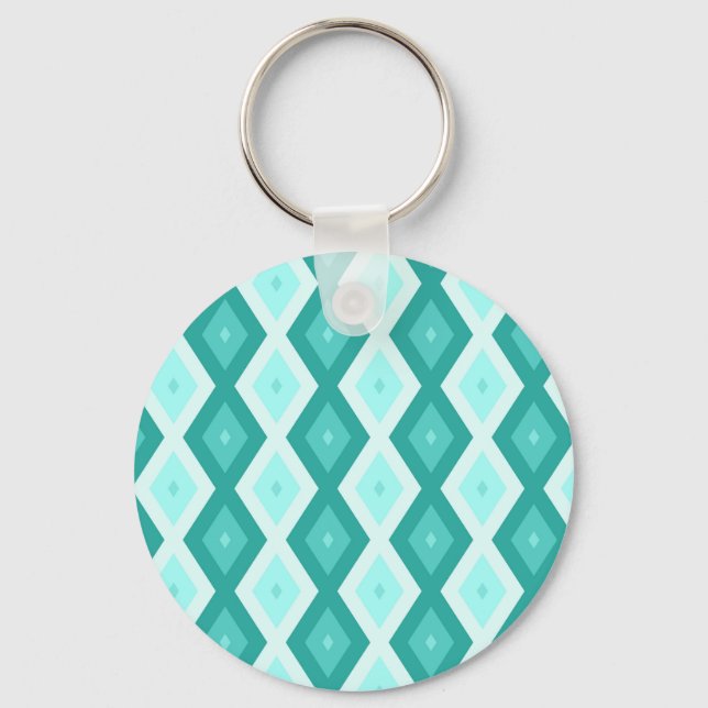 Turquoise diamond pattern keychain (Front)
