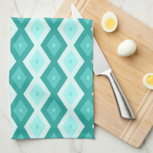 Turquoise diamond pattern kitchen towel