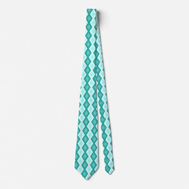 Turquoise diamond pattern neck tie (Front)