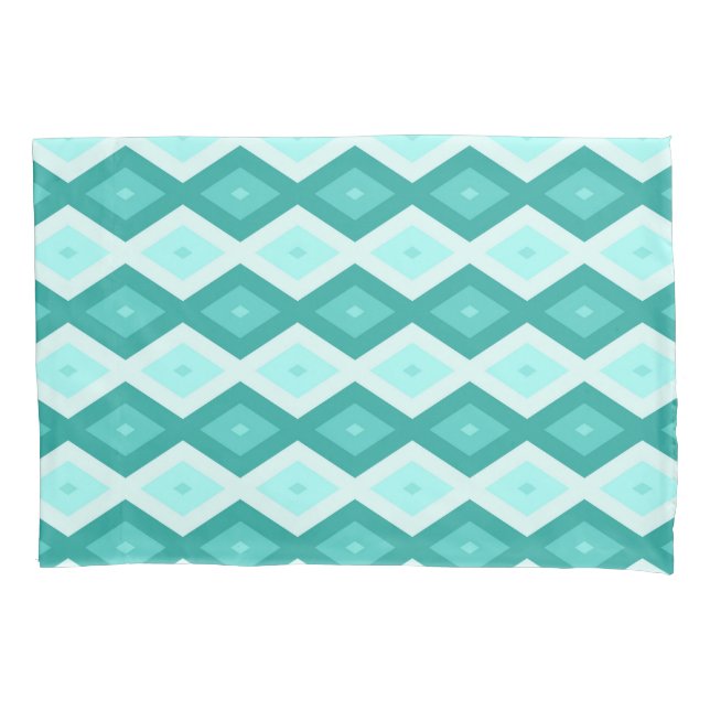 Turquoise diamond pattern pillow case (Front)