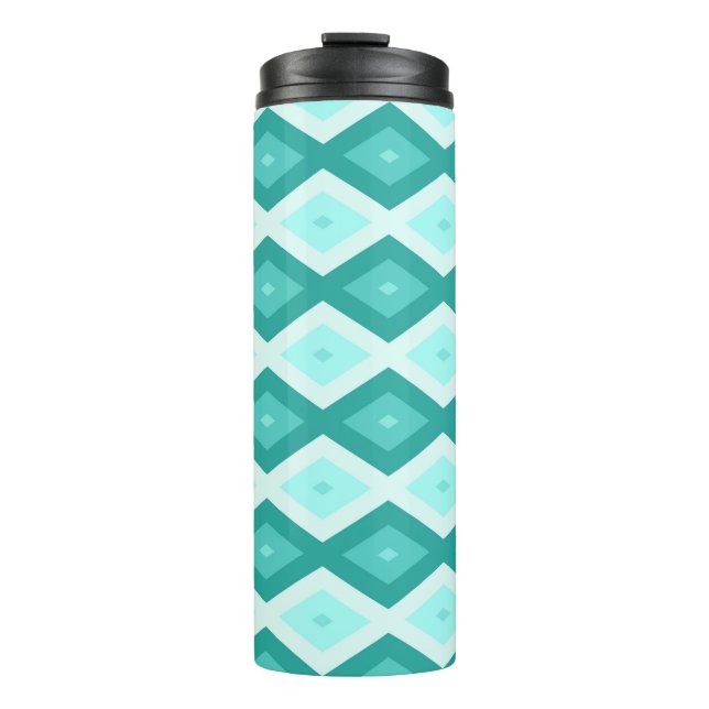 Turquoise diamond pattern thermal tumbler (Front)