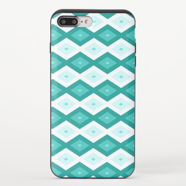 Turquoise diamond pattern uncommon iPhone case (Back)