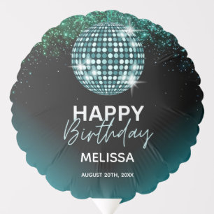 Turquoise Disco Glitter Dance Party Birthday Balloon