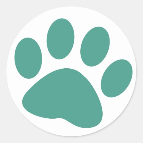 Turquoise Dog Animal Paw Print Classic Round Sticker