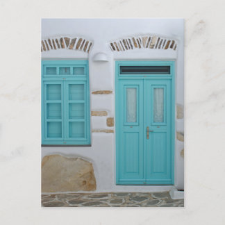 Turquoise Door - Cycladic Architecture Postcard