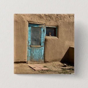 Turquoise Door Taos Pueblo Photography Button