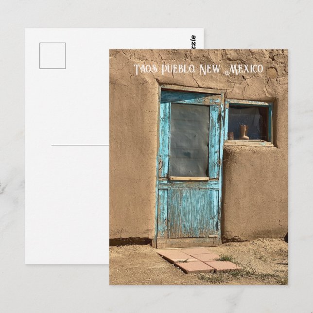 Turquoise Door Taos Pueblo Photography Postcard (Front/Back)