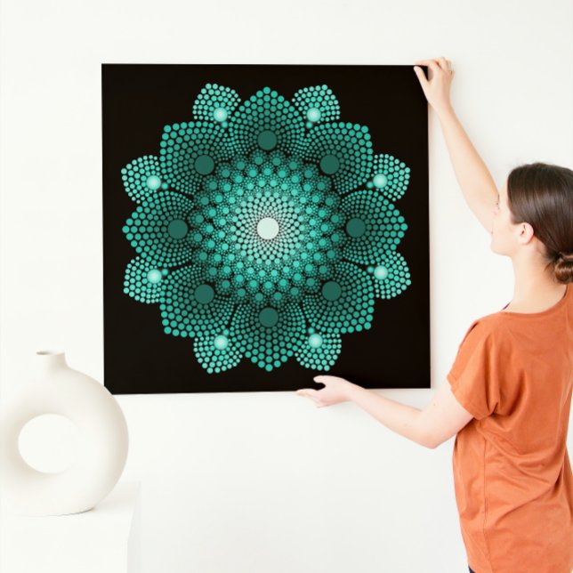 Turquoise Dot Mandala Wood Wall Art (Creator Uploaded)