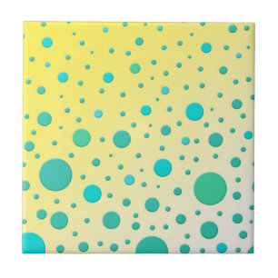 Turquoise Dots on Yellow Modern Design Ceramic Tile