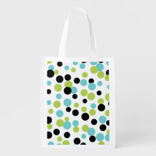 Turquoise Dots Reusable Grocery Bag