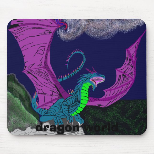 turquoise dragon5, dragon world mouse pad (Front)