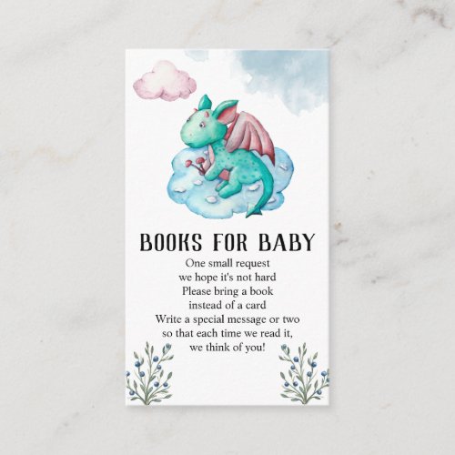  Turquoise Dragon Baby Shower Books For Baby   Enclosure Card