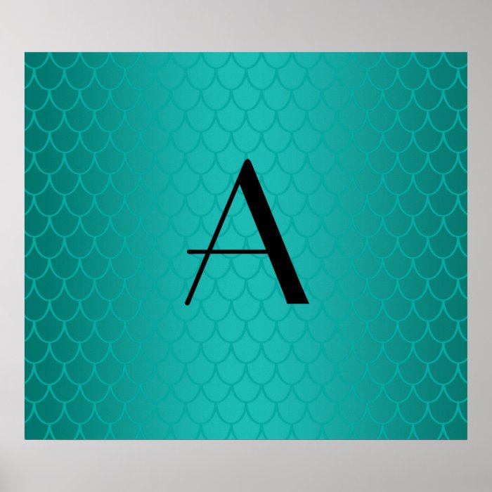 Turquoise dragon scales monogram print