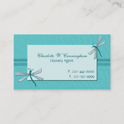 Turquoise Dragonflies Custom Business Card