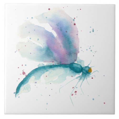 Turquoise Dragonfly Ceramic Tile