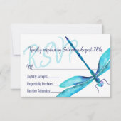 Turquoise Dragonfly RSVP Enclosure Card (Front)