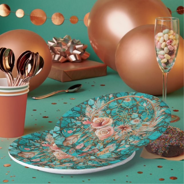 Turquoise Dream Catcher  Paper Plates (Multi)