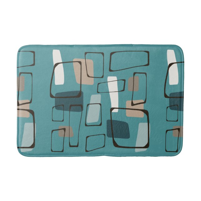 Turquoise Eames Style Art Bath Mat (Front)