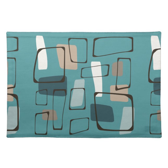 Turquoise Eames Style Art Cloth Placemat (Front)