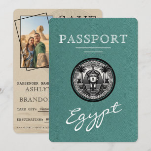 Turquoise Egypt Passport Wedding Save the Date
