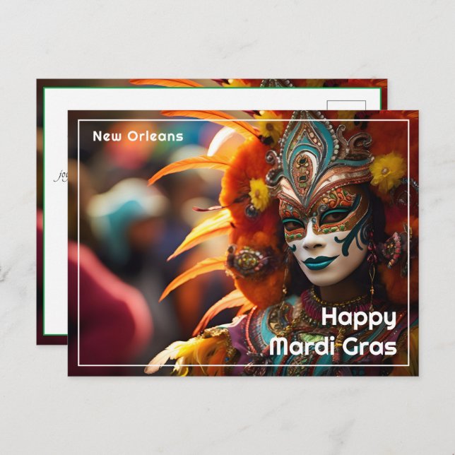 💚💜💛Turquoise Elegance: Mardi Gras Radiance Postcard (Front/Back)