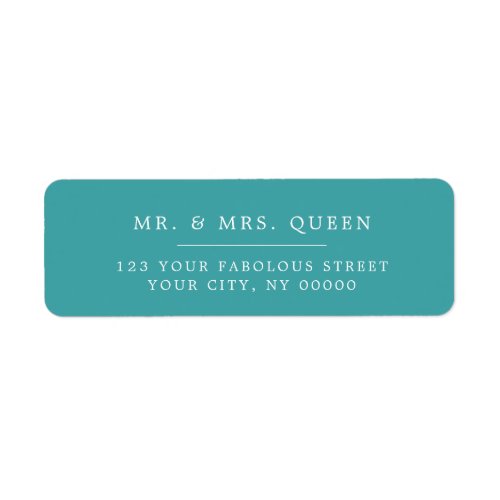 Turquoise Elegant Classic Simple Return Address Label