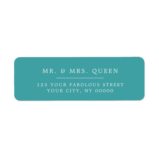 Turquoise Elegant Classic Simple Return Address Label (Front)