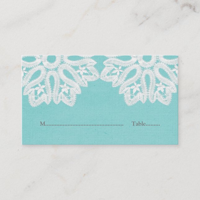 Turquoise Elegant Lace Place Cards (Front)
