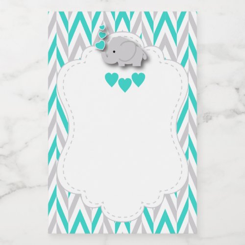 Turquoise Elephant Baby Shower _ Blank Food Label