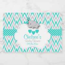 Turquoise Elephant Baby Shower Food Label