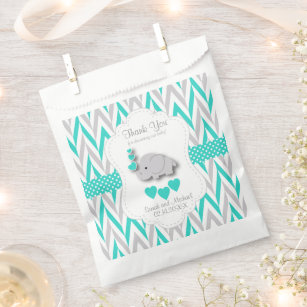 Turquoise Elephant Baby Shower Thank You Favor Bag