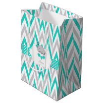 Turquoise Elephant Design - Baby Boy Shower Medium Gift Bag