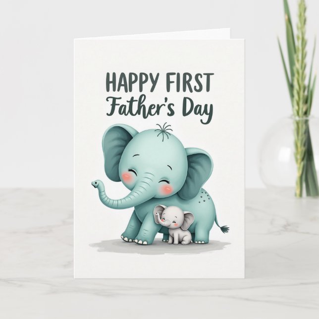 Turquoise Elephant Fathers Day Card (Front)