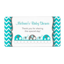 Turquoise Elephant Parade Water Bottle Labels