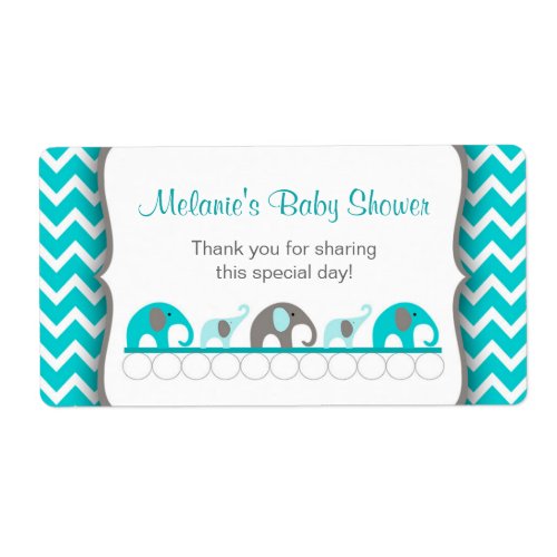 Turquoise Elephant Parade Water Bottle Labels