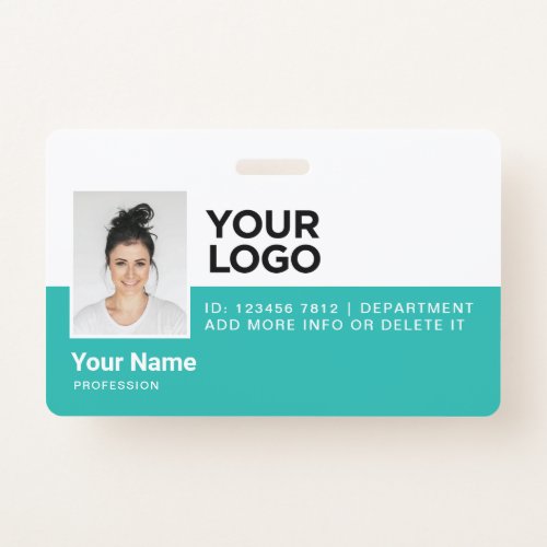 Turquoise Employee Modern Photo ID Security Badge