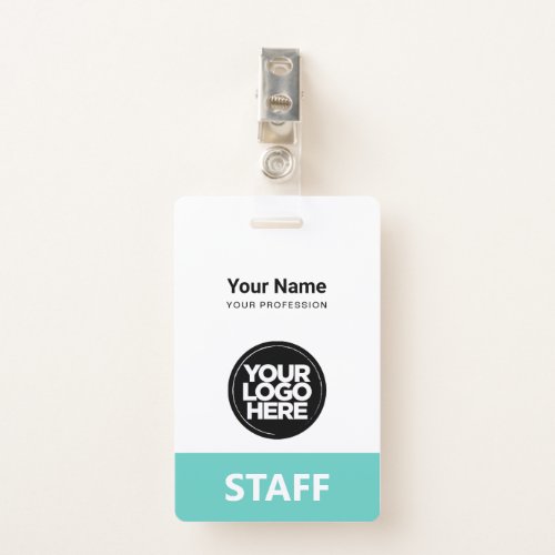 Turquoise Employee Name Business Logo Staff Tag Badge