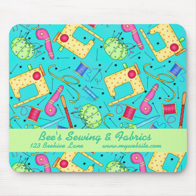 Turquoise Fabric & Sewing Business Mousepad (Front)