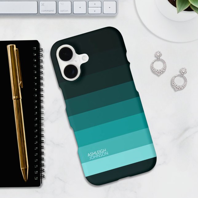 Turquoise Fade Gradient Color Stripes  iPhone Case (Creator Uploaded)