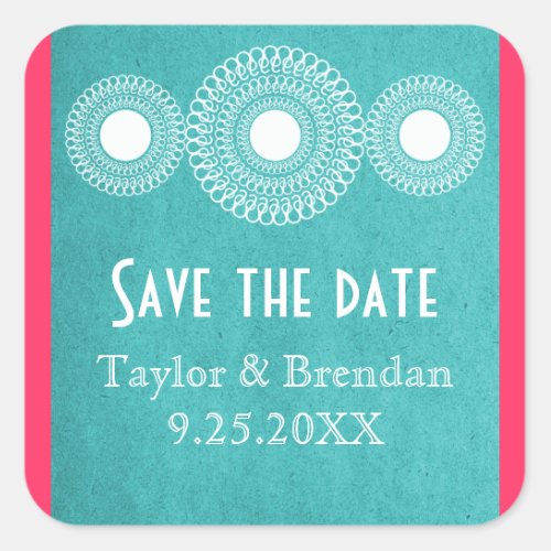 Turquoise Far East Elegance Save the Date Stickers