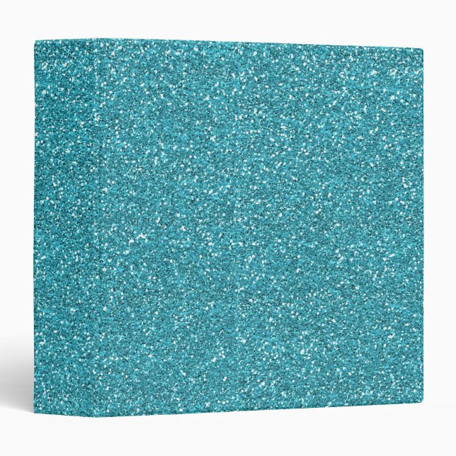 Turquoise Faux Glitter 3 Ring Binder (Front/Spine)